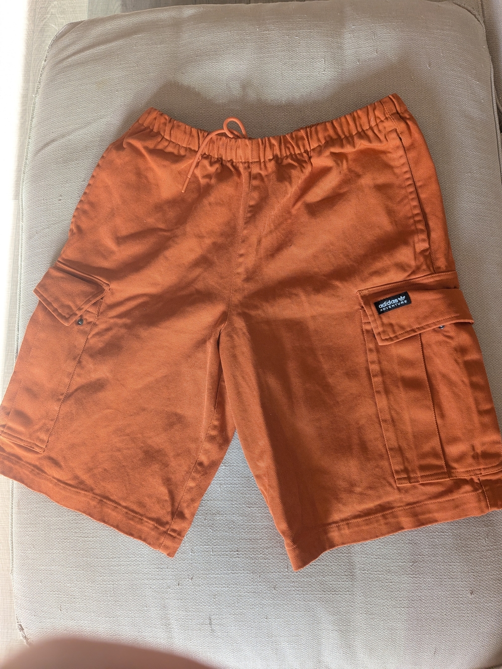 adidas Orange Cargo Shorts with Drawcord Waist